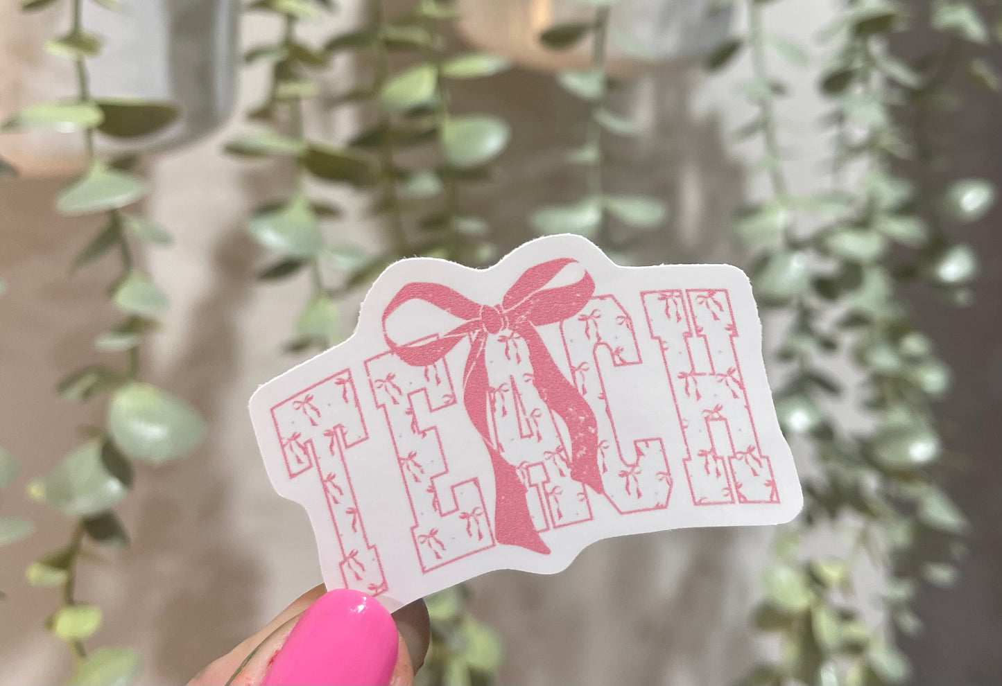 Teach Pink Bow Sticker