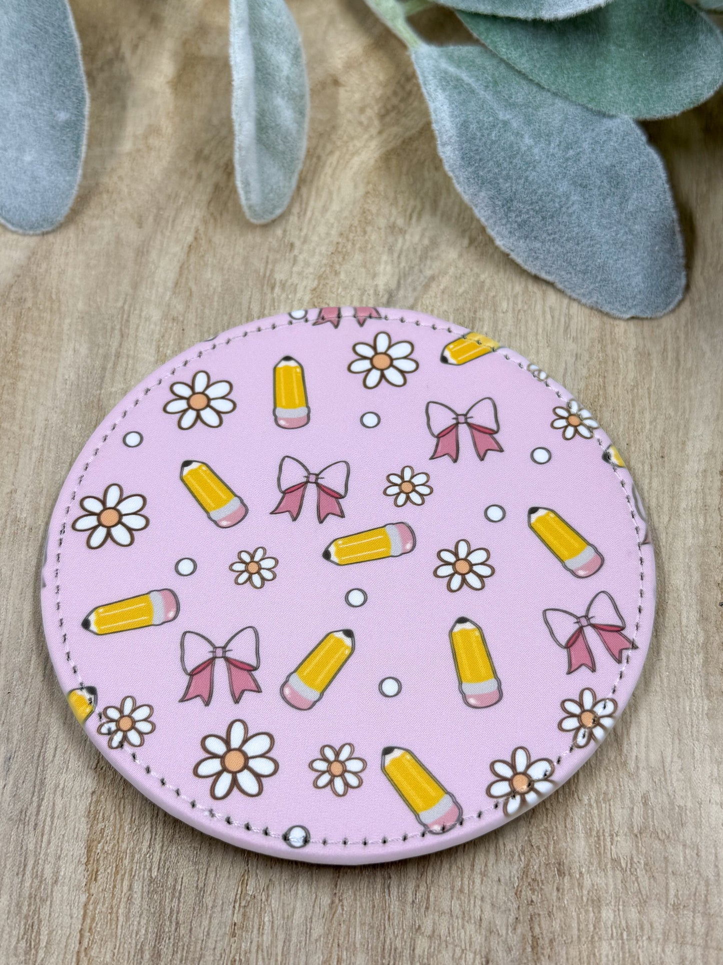 Flowers, Pencil And Bow Coaster