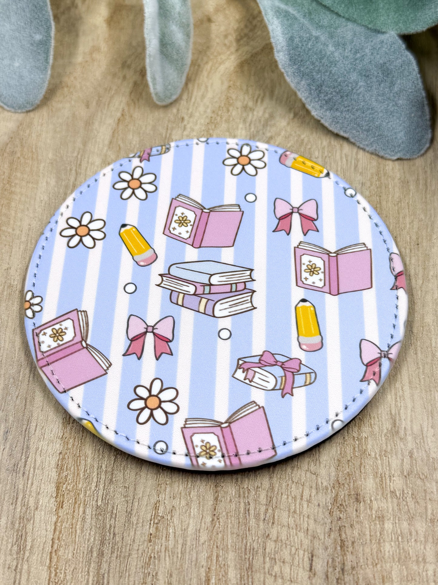 Stripe Pencil and Books Coaster