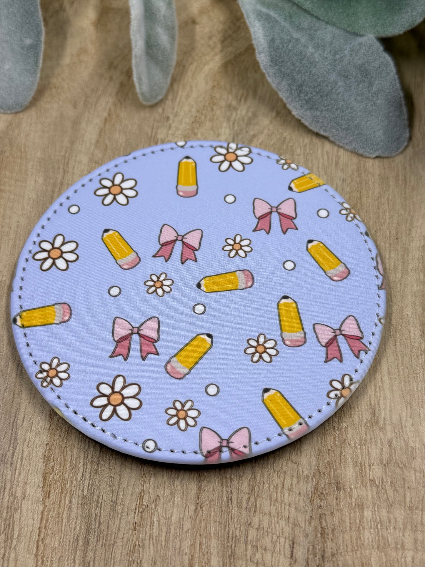 Blue Flowers, Bows and Pencil Coaster